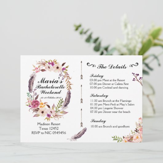 Invitation d'itinéraire de week-end de Boho (Debout devant)