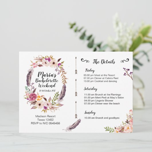 Invitation d'itinéraire de week-end de Boho (Debout devant)