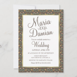 Invitation Ditsy Fall Feuilles Mariage Motif de verdure