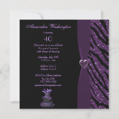Invitation Diva Cake & Printed Zebra Parties scintillant 40e  (Dos)