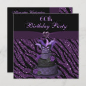Invitation Diva Cake & Printed Zebra Parties scintillant 60e  (Devant / Derrière)