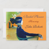 INVITATION DIVA DANS LE PARTI FÊTE DES MARIÉES MONOGRAM BLEU (Devant)