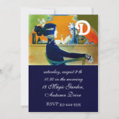 INVITATION DIVA DANS LE PARTI FÊTE DES MARIÉES MONOGRAM BLEU (Dos)