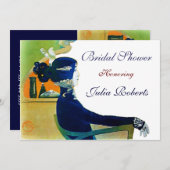 INVITATION DIVA DANS LE PARTI FÊTE DES MARIÉES MONOGRAM BLEU (Devant / Derrière)