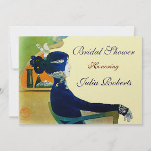 Invitation DIVA EN MONOGRAMME BLEU FÊTE DES MARIÉES PARTY Gol