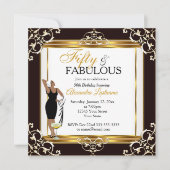 Invitation Diva fabuleuse déco Lady Gold Noir 50e Anniversair (Devant)