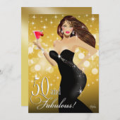 Invitation Diva Glam Bombshell 50e anniversaire| or (Devant / Derrière)