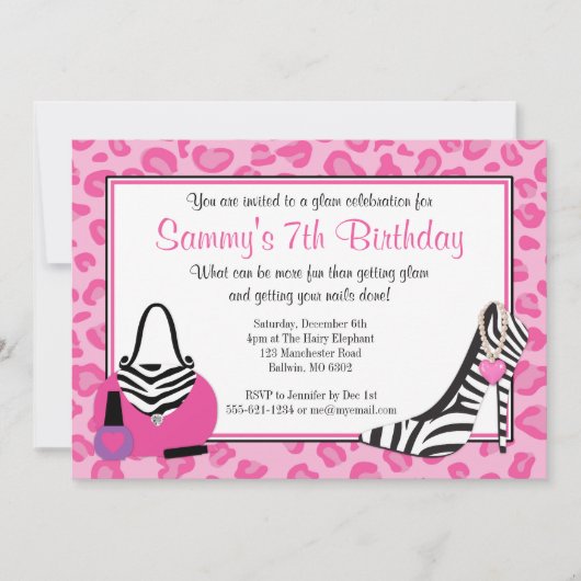 Invitation Diva Glam fête d'anniversaire (Devant)