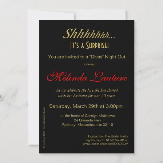 Invitation Diva Leopard Stiletto Stripes Surprise (Dos)