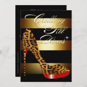 Invitation Diva Leopard Stiletto Stripes Surprise (Devant / Derrière)