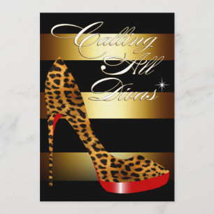 Invitation Diva Leopard Stiletto Stripes Surprise