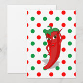 Invitation Diva Piment Rouge Vert Points Polka Invitati (Devant / Derrière)