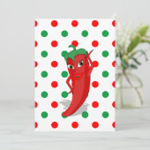 Invitation Diva Poivron Rouge Chaud Points Polka Rouge Vert   (Debout devant)