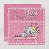 Invitation Diva Princess Kitty Cat (Devant / Derrière)