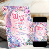 Invitation Dive into Five Flower Glitter Mermaid Tail 