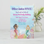 Invitation Dive into Five, Mermaid Birthday (Debout devant)