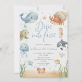 Invitation Dive Into Five Ocean Animals 5th Birthday (Devant)