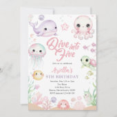 Invitation Dive Into Five Ocean Animals 5th Birthday (Devant)