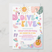 Invitation Dive Into Five Pool Party Summer 5th Birthday (Devant)