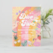 Invitation Dive Into Five Summer Rainbow Sun 5th Birthday (Debout devant)