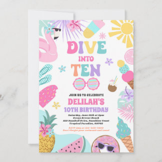 Invitation Dive Into Ten Tropical Beach 10th Birthday Party