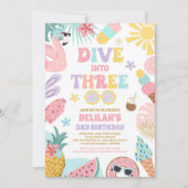 Invitation Dive Into Three Tropical Beach 3rd Birthday Party (Devant)
