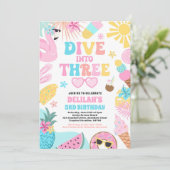 Invitation Dive Into Three Tropical Beach 3rd Birthday Party (Debout devant)