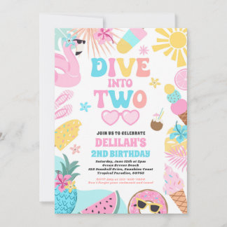 Invitation Dive Into Two Tropical Beach 2nd Birthday Party