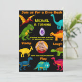 Invitation Diverses espèces de Dinosaures colorés (Debout devant)