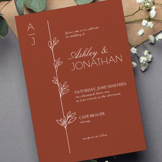 Invitation Divider botanique moderne Auburn Mariage