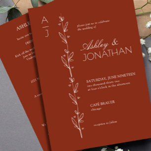 Invitation Divider botanique moderne Mariage Auburn All-in-On