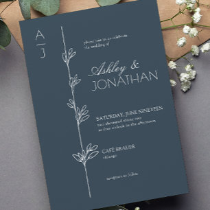 Invitation Divider botanique moderne Mariage bleu marine