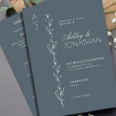 Invitation Divider botanique moderne Mariage bleu tout-en-un