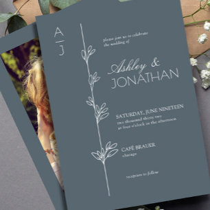 Invitation Divider botanique moderne Mariage Dusty Blue Photo