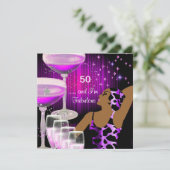 Invitation Divine Anniversaire 50 ans Diva Fabuleux Rose Viol (Debout devant)