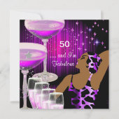 Invitation Divine Anniversaire 50 ans Diva Fabuleux Rose Viol (Devant)