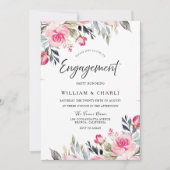Invitation Divine Aquarelle Blush Fleur Partie d'engagement (Devant)