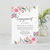 Invitation Divine Aquarelle Blush Fleur Partie d'engagement (Debout devant)