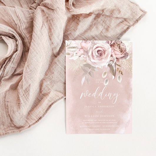 Invitation Divine Beau Dusty Rose Blush Mariage