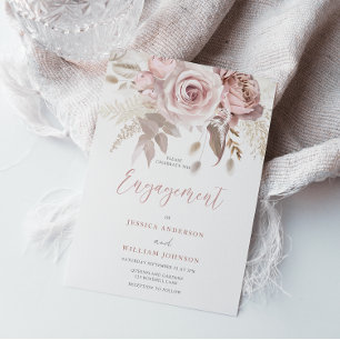 Invitation Divine Blush & Dusty Rose Floral Engagement Party