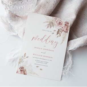 Invitation Divine Blush & Dusty Rose Floral Mariage