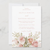 Invitation Divine Blush Rose Boquet Mariage botanique (Devant)