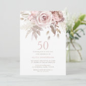 Invitation Divine Blush rose Roses 50e fête d'anniversaire (Debout devant)