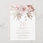Invitation Divine Blush Rose Roses 70e fête d'anniversaire (Devant / Derrière)