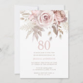 Invitation Divine Blush Rose Roses 80e fête d'anniversaire (Devant)