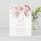 Invitation Divine Blush Rose Roses 80e fête d'anniversaire (Debout devant)