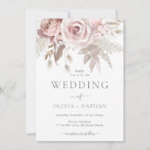 Invitation Divine Boho Blush & Dusty Rose Mariage (Devant)