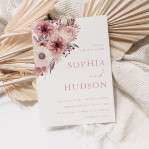 Invitation Divine Boho Blush & Mariage Rose