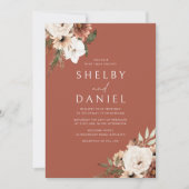 Invitation Divine Boho Floral Terracotta Mariage (Devant)