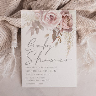 Invitation Divine Dusty Rose Blush Baby shower Floral